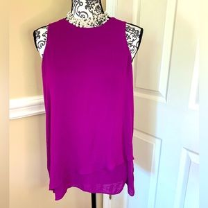 a.n.a. women’s flowy top, purple/pink, layered, size Lg.
